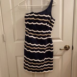 Lilly Pulitzer One-Shoulder Dress Metallic Accent